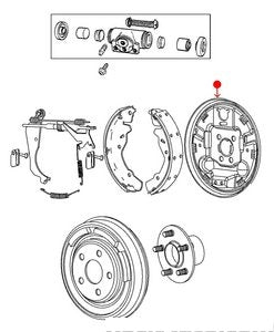 صحن دعم الفرامل / واقي غبار - DODGE CALIBER خلفي يسار ( 2012 )